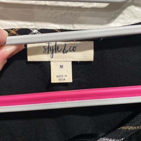 STYLE & CO holiday muse fanatic plaid floral embroidered boho top size Medium - Picture 5 of 8